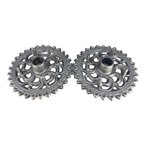 Robert Emig Black Cast Metal Candle Holder Weather Vane Directions Stick Holder